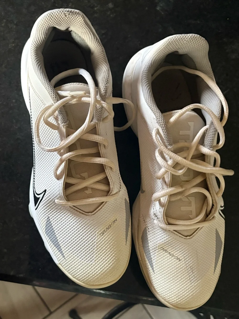Nike White and Black Baseball Cleats
